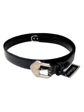 Gianni Versace Vintage Leather Belt 90 36 Green Italy NOS NWT Croc Embossed